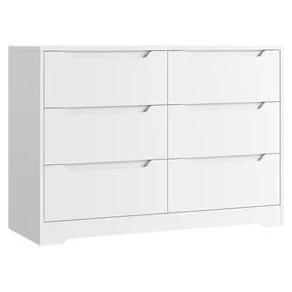 Kommode Sideboard - Schubladenschrank - 6 Schubladen - Modern - Holz - für Schlafzimmer Wohnzimmer Flur - Weiß - Weiß