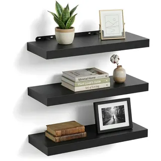 Relaxdays Wandregal 40 x 4 x 23 cm Schwarz