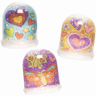 Baker Ross Herz Schneekugel Bastelset - 4er Pack, Valentinstag Basteln und Ausmalen für Kinder (FC442)