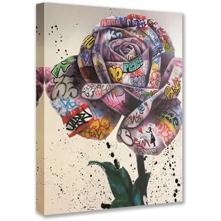 Banksy Street Art Graffiti-Rosenbilder, schöne Blume, romantisches Gemälde, Kunstwerk für Wohnzimmer, Geschenk, 1 Stück, Leinwandkunst, nordische Heimdekoration, fertig zum Aufhängen, Poster und