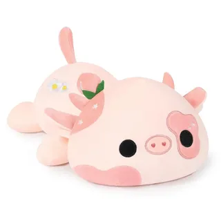 Plüschtier Kuh Kuscheltier Stofftier Kawaii Plüsch Kissen Spielzeug Milchkuh Wurfkissen Hellrosa 30cm - Hellrosa