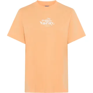 T-Shirt HUGO BLUE "Vintage Tee", Damen, Gr. L, light, pastel orange 830, Single Jersey, Obermaterial: 100% Baumwolle, bedruckt, regular fit hüftbedeckend, Rundhals, abgesteppte Kante, Shirts T-Shirt, mit Rundhals, bedruckt