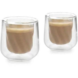 La Cafetière 2pc Siena Doppelwandige Cortado Gläser Set, 135ml isolierte Kaffeetassen für Barista Cortado, stapelbar und leicht, Durchsichtig, Klar