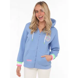 Zwillingsherz Sweatjacke, mit Kapuze, Backprint, Detailprint vorne, blau