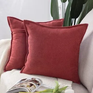 Kussenhoezen aus weichem Material, bordeauxrode Farbe, 60x60 cm, vierkant, Set von 2 Stücken - bordeaux