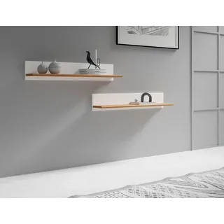 Home affaire Wandregal »Ribe,2er Set,teilmassiv mit massiver Ablagefläche, Breite: je 90 cm« 2 Stk. tlg. Ablageflächen in Massivholz, weiß