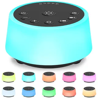 Color Noise Sound-Maschinen 25 beruhigende Geräusche 10 Farben, Nachtlicht Schlaf-weißes Rauschgerät 32 Lautstärkestufen 5 Timer einstellbare Helligkeit Memory-Funktion (Schwarz)