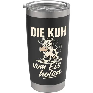 Kuh Spruch Lustig Geschenkidee Tier Zitat Wortspiel Doppelwandiger Edelstahl-Thermobecher