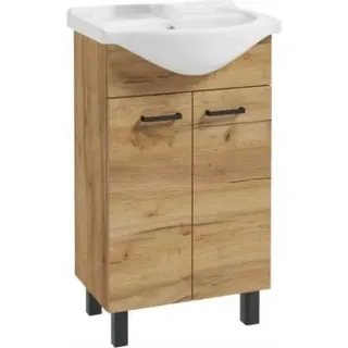 Badezimmerschrank mit Waschbecken auf Beinen, Craft-Eiche, 50 cm, Mea