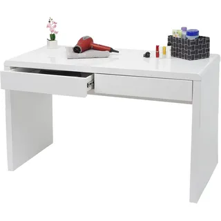 Mendler Schminktisch HWC-G51, Frisiertisch Frisierkommode Kosmetiktisch, Hochglanz Weiß ~ 120x60cm