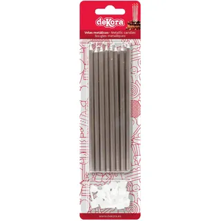 dekora - Originelle Geburstagskerze-Deko Kerzen | Kerzen Set für Kerzen Deko von Metallic-Farben - Silberne Geburtstagskerze