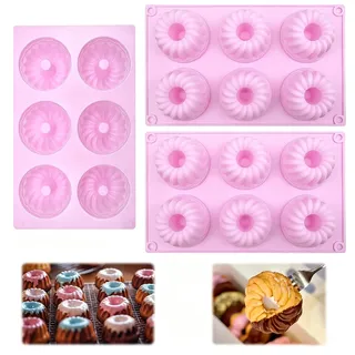 3 Stück Mini Gugelhupfform Silikon in Spiralform und Wellenform, Wiederverwendbare Antihaft Muffin Backform für Kuchen und Desserts, Kleine Backformen für Kindergeburtstag Uryxery