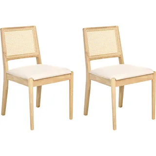 Beliani Esszimmerstuhl Rattan beige