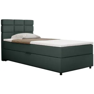panda möbel Boxspringbett 100x200, mit Bettkasten, Grün, Matratze und Topper, Einzelbett, REVE, Panda Möbel - Grün
