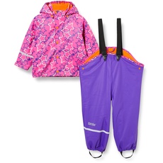 CareTec Baby und Kinder Regenjacke und Regenhose mit Fleece Futter im Set, Purple (633), 128
