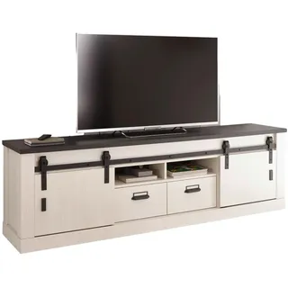 furn.design Stove TV-Lowboard 200 x 61 x 43 cm Weiß/Anthrazit Holz/Metall