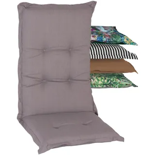 Beo Gartenstuhlauflagen Hochlehner Wasserabweisend Nizza | Made in EU Premium-Qualität | Auflagen Hochlehner UV-beständig und fleckenabweisend | Atmungsaktive Stuhlauflagen Hochlehner in Grau