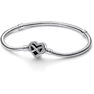 Pandora 592645C01 Damenarmband Silber Funkelndes Unendlichkeits-Herz, 17 cm
