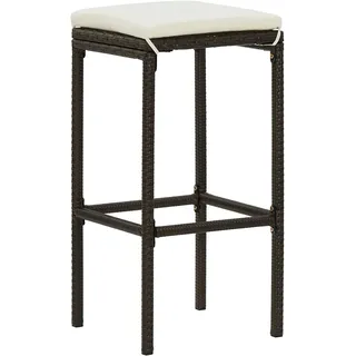 vidaXL Barhocker mit Kissen 3 Stk. Braun Poly Rattan - Braun