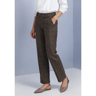 Stoffhose STREET ONE "Style Amalia", Damen, Gr. 46, Länge 30, braun (schwarzest braun), Web, Obermaterial: 62% Polyester, 33% Viskose, 5% Elasthan, kariert, normal lang, Hosen Stoffhose, mit Karomuster / mit Stretch