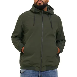 JACK & JONES Softshell Jacke Plus Size mit Kapuze Biker Bomber Übergangs Blouson Übergröße JJEBASIC, Größe Jacke:4XL,Farben:Grün-3