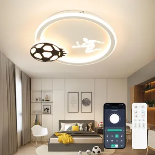 EASY EAGLE LED Deckenleuchte Schlafzimmer, 34CM Deckenlampe LED Fußball Dimmbar 3000K-6500K mit Fernbedienung und APP für Kinderzimmer, Jugendzimmer, Sportbar, Wohnzimmer