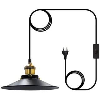 Crzpchas Vintage Lampenschirm Hängelampe Outdoor Hängelampe mit Stecker 600cm Hängeleuchte Stecker E26/E27 lampenfassung mit schalter Deckenleuchte Campingwagen Lampe mit Stecker