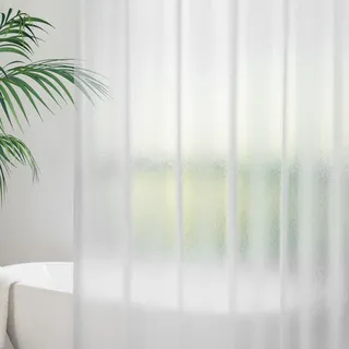 AooHome Duschvorhang 120x180 Weiß, Transparent mit 3 Gewicht Magnete unten, Duschvorhänge mit 8 Haken, Bad Vorhang Gefrostet mit Prägemuster Wasserdicht Anti-Schimmel für Badewanne, Badezimmer