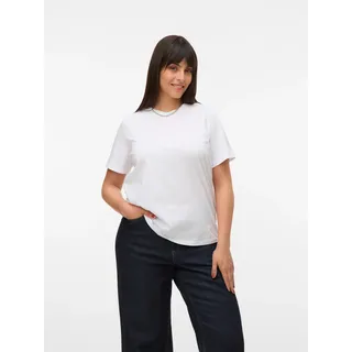 Kurzarmshirt VERO MODA CURVE "VMPAULINA SS T-SHIRT GA JRS NOOS CUR", Damen, Gr. L, weiß (hellweiß), Jersey, Obermaterial: 100% Baumwolle, unifarben, normal, Rundhals, Shirts Kurzarmshirt, Baumwolle, regular fit