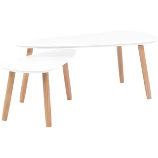 vidaXL Couchtischset Skandinavischen Stil 70-100/34.5-50/35-40 cm 2-teilig aus Massivholz Kiefer Weiß , Holz , Rechteckig,Rechteckig , 100x40x50 cm , Wohnzimmer, Wohnzimmertische, Couchtische
