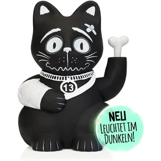 Pechkeks 8901001 schwarze Winkekatze, beweglicher Arm, batteriebetrieben, 14 cm hoch, Kunststoff