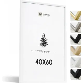 Heimlich® - Bilderrahmen - 40x60 cm, Eichenholz, Weiß - Mittelgroßer DIY-Collage-Rahmen mit Folienabdeckung - Nur zur Wandmontage