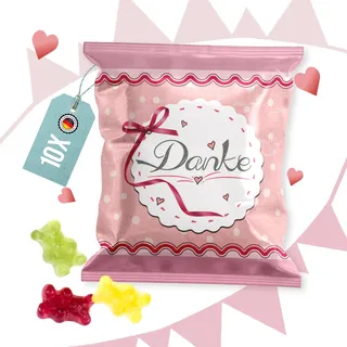 Logbuch-Verlag 10 kleine Gastgeschenke Fruchtgummi Tütchen rosa pink Danke Tischdeko Taufe Kommunion Mädchen