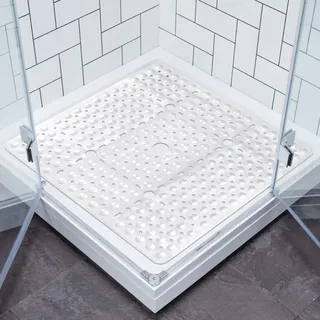 Walant Duschmatte rutschfest 70x70 cm,Duschmatte mit saugnäpfen,PVC Antirutschmatte Dusche Schimmelresistent BPA-frei, Duscheinlage Maschinenwaschbar badematte (Weiß, 70 * 70cm)