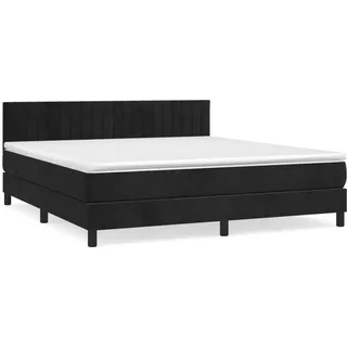 vidaXL Boxspringbett mit Matratze Schwarz 160x200 cm Samt - Schwarz