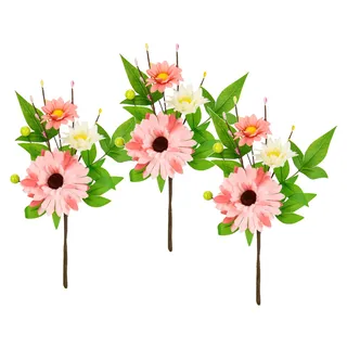 I.GE.A. Kunstzweig »Dekozweig Gerbera Margeriten« 3er Set Zweig Einzelblumen Kunstblumen Blumen Dekozweige, rosa