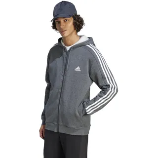 Adidas Herren Essentials 3-Streifen Full Zip Trainingsjacke mit Kapuze, Dunkelgrau meliert, XXL