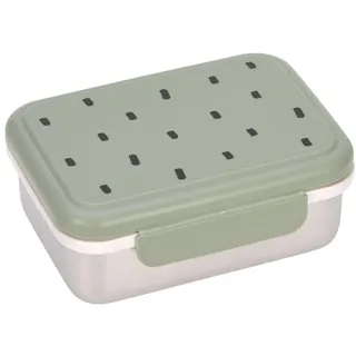 Lässig Kinder Brotdose Edelstahl Lunchbox Frühstücksbox Nachhaltig Kindergarten Schule/Happy prints light olive