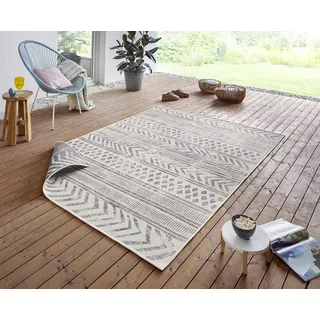 HANSE HOME NORTHRUGS In- Outdoor Teppich Biri Wendeteppich Wetterfest Boho Style Vintage Design Läufer für Balkon Terrasse Garten Wintergarten Wohnzimmerteppich Wasserfest in Grau