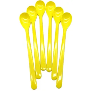 Kimmel Löffel 18 cm Mehrzwecklöffel Joghurtlöffel Eislöffel Cocktaillöffel 6 Stück Mehrweg, Kunststoff plastik Gelb
