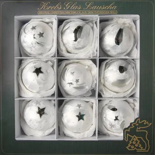 Weihnachtsbaumkugel KREBS GLAS LAUSCHA "Eislack, Weihnachtsdeko, Christbaumschmuck, Christbaumkugeln Glas", silber (weiß, silberfarben), Ø:8cm, Glas, Weihnachtsbaumkugeln, Weihnachtsbaumkugel, mundgeblasen