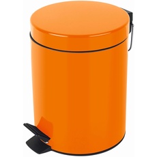 Spirella Kosmetikeimer Sydney Orange Mülleimer Treteimer Abfalleimer - 5 Liter – mit herausnehmbaren Inneneimer