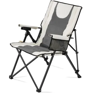VEVOR Campingstuhl 58x83x140cm, 3 Liegepositionen, Klappstuhl mit hoher Rückenlehne, Tragkraft 118 kg, voll gepolsterte Strandstühle mit Armlehne & Kopfstütze, Gartenstühle für Sportreisen