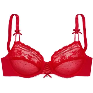 Nuance Bügel-BH mit dekorativer Schnürung und Zierschleifen, verführerische Dessous, rot,