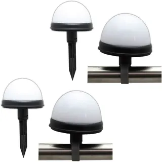 4er Set LED Solarleuchte Geländer Zaun | Solar Lampe Kugelleuchte | Gartenlampe Außenleuchte | Solarlampe Garten |  Solarkugel Kunststoff