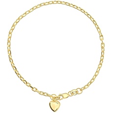 MIORE – Armband mit Herz-Anhänger aus 14 Karat Gelbgold (585) – feingliedriges Gold Armband Damen – allergenfrei & handgemacht – in hochwertiger Schmuckschachtel zum Verschenken (19 cm)
