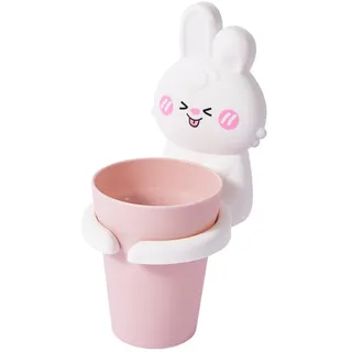 V-Ting zahnputzbecherhalter Zahnbürstenhalter Zahnputzbecher Kinder ohne Bohren mit saugnapf Wand Kunststoff Cartoon Toothbrush Holder Badekugel Zahncreme Halter Halterung Weißer Hase