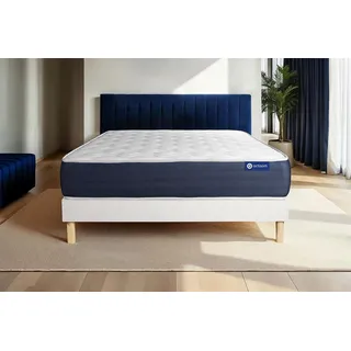 Actiflex sleep matratze 140x220cm + Bettgestell mit lattenrost , Härtegrad 2 , Taschenfederkern und Memory-Schaum , Höhe : 22 cm - Weiß