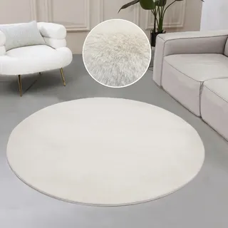 OTTO home Fellteppich "Balu, Kunstfell Teppich, Modern" rund 20 mm Höhe Kaninchenfell-Haptik, Langflor, Schlafzimmer, Wohnzimmer, Kinderzimmer, creme