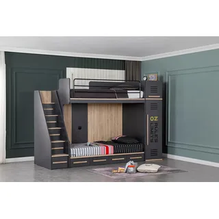 Elegantes Kinderzimmer Bett Etagen Hochbett Luxus Jugendbett Betten - Schwarz